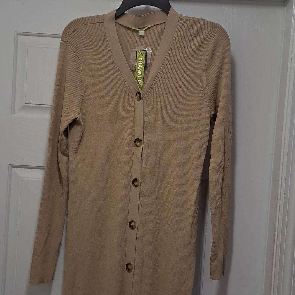 Gianni Bini V-Neck Cardigan Sweater Dress - Picture 3 of 8